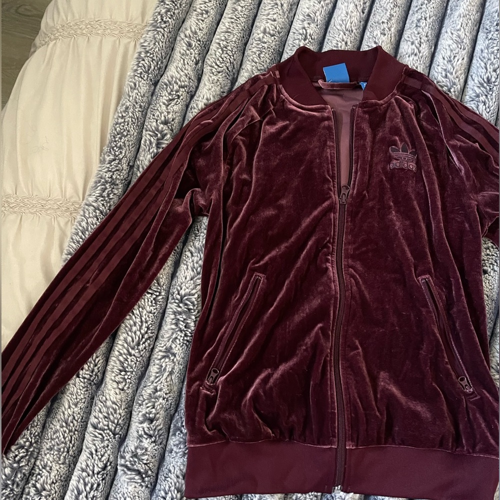 adidas Burgundy Velvet Leggings - Picture 3 of 6